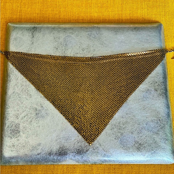 Whiting & Davis vintage 60s gold bronze mesh bib necklace ⭐️ disco 🪩 SALE - Picture 3 of 8